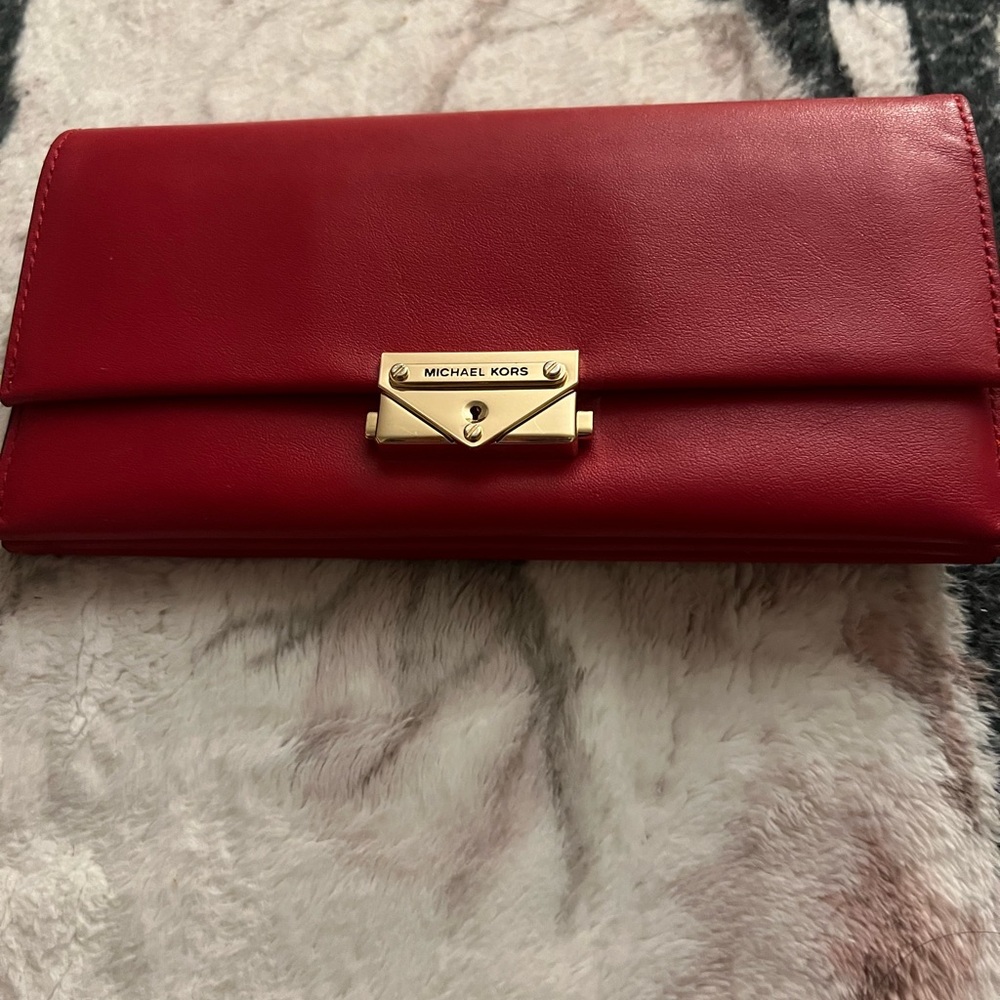 Michael Kors red leather wallet